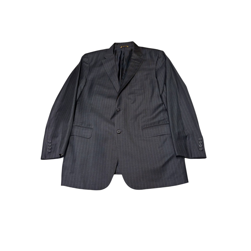 Hickey Freeman Loro Piana Super 150s Wool Pinstripe Blazer 42L Charcoal‎
